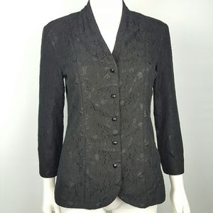 Talbots Lace Blazer Button Down Long Sleeve Top